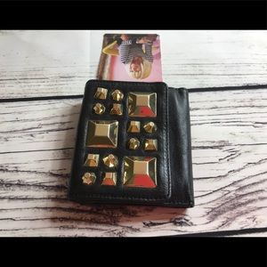 Betsey Johnson black leather gold stud wallet